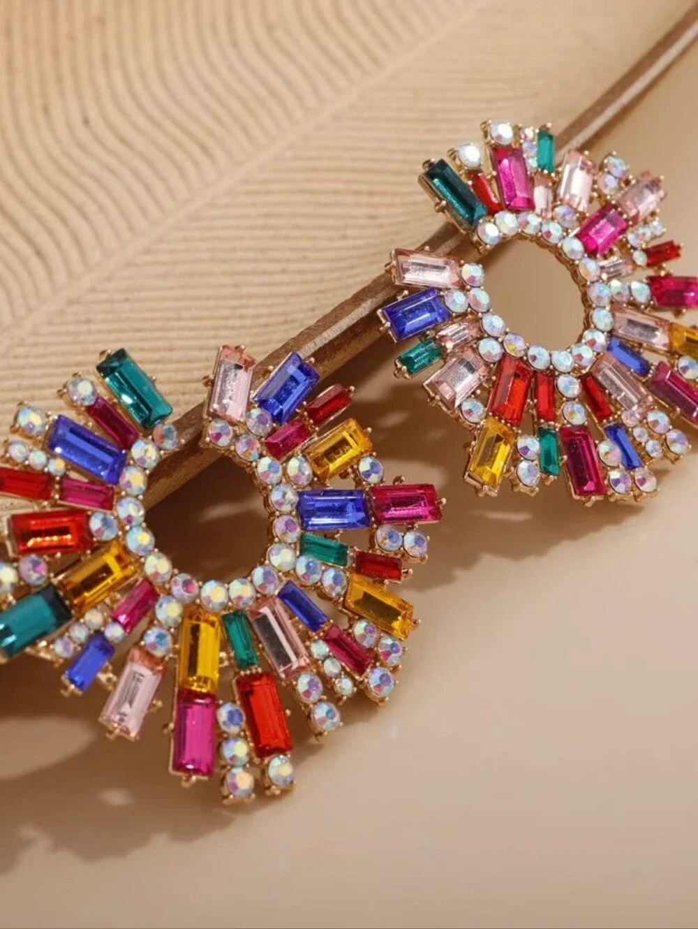 Statement Rhinestone Earrings Color Crystal